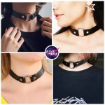 Leather-choker-and bracelet