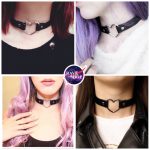 Leather-choker-and bracelet